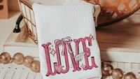 love coquette lumbar throw pillows for couples, preppy Valentines kitchen towels for bridal shower, Valentines day best selling gifts Etsy