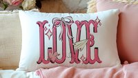 love coquette lumbar throw pillows for couples, preppy Valentines kitchen towels for bridal shower, Valentines day best selling gifts Etsy