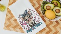 Udderly in love farmhouse cow kitchen towels, hogs and kisses pig gifts for pig lovers, funny Valentines day gifts for her, farm gifts for