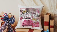 Retro motel love throw pillows