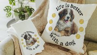 Life is better with dogs throw pillows & towels