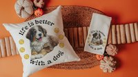 Life is better with dogs throw pillows & towels