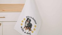life is better with a dog tennis towels for women, tennis mom sweat towel with loop, unique dog mom gifts, best gifts for dog lovers, gym