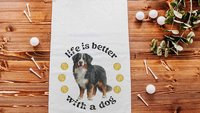 life is better with a dog tennis towels for women, tennis mom sweat towel with loop, unique dog mom gifts, best gifts for dog lovers, gym