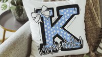 personalized initial throw pillows for couch custom Columbia blue dorm pillows for girls, secret Santa gifts for teenage girls, college
