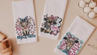 Udderly in love farmhouse cow kitchen towels, hogs and kisses pig gifts for pig lovers, funny Valentines day gifts for her, farm gifts for