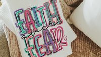faith over fear Christian kitchen towels for gifts, colorful decorative hand towels for guest bath, faith gifts for sister, Easter hostess