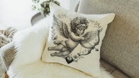 vintage cupid Valentines throw pillow covers 18x18, Galentines day gifts for friends, Valentines day decorative pillows for couch dorm decor