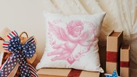 baby pink cupid coquette Valentines throw pillow covers 18x18, Galentines day gifts for friends, Valentines day decorative pillows for girls