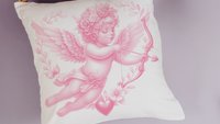 baby pink cupid coquette Valentines throw pillow covers 18x18, Galentines day gifts for friends, Valentines day decorative pillows for girls