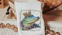 Mardi Gras alligator kitchen towels for daughter, Fat Tuesday decor, unique household gifts for wife, Louisiana gator gifts for women, New