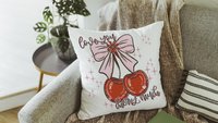 love you cherry much throw pillows for couch red cherry decor for room, Valentines Day decorative pillow covers 18x18, Galentines day gifts