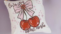 love you cherry much throw pillows for couch red cherry decor for room, Valentines Day decorative pillow covers 18x18, Galentines day gifts