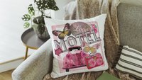 Retro motel love throw pillows