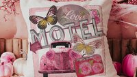 Retro motel love throw pillows