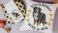 Life is better with a dog throw pillow & towel