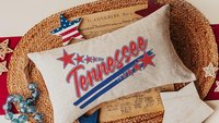patriotic Indiana lumbar throw pillows for couch red white and blue 4th of July decor, long pillows for bed, Indiana gifts for women, best