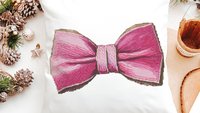 pink bow coquette throw pillow for little girls, trendy nursery decor girl mom gift, toddler girl room decor, cute pillows for girls, accent