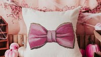 Pink & Blue bow coquette throw pillow
