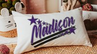 personalized name pillows for bed, teen girl gifts trendy gifts for girls, long pillows for full beds, best gifts for her, yellow dorm decor