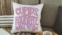cupids favorite hot mess funny throw pillows for couch, bestie gifts for women, sarcastic Valentines day best selling gifts Etsy shops, faux