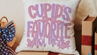 cupids favorite hot mess funny throw pillows for couch, bestie gifts for women, sarcastic Valentines day best selling gifts Etsy shops, faux