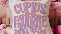 cupids favorite hot mess funny throw pillows for couch, bestie gifts for women, sarcastic Valentines day best selling gifts Etsy shops, faux