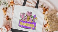 personalized Mardi Gras alligator tote bag for boys, Louisiana gator gifts for kids, carnival parade bag with name, king cake baker merch
