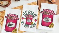 personalized Jesus is my jam hand towels for kitchen Christian gifts for daughter wedding shower, strawberry kitchen decor, Matthew 22:37