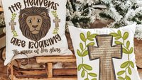 the heavens are roaring lion throw pillows for kids, John 3:16 Bible verse decorative pillows for couch, scripture nursery decor, Christian