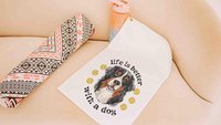 life is better with dogs golf towel Christmas gifts for golfers, golf stocking stuffers, Bernese mountain dog gift for him, golf bag towel