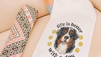 life is better with dogs golf towel Christmas gifts for golfers, golf stocking stuffers, Bernese mountain dog gift for him, golf bag towel