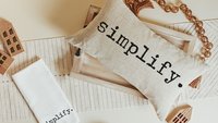 simplify life lumbar throw pillows for couch, custom word of the year accent pillows for bed, mantra quote motivational gifts for badass