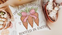 rooted in faith Christian throw pillows for couch, carrot patch gardener gifts for women, cute Spring decorative pillows for sofa, Easter