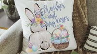 Easter wishes and bunny kisses throw pillows 
