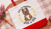 life is better with dogs American pit bull terrier tote bag for women, cute Mothers day gifts from dog, Staffordshire bull terrier reusable