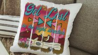 Get lost in the right direction inspirational throw pillows for couch, summer road trip RV decorations for inside, glamping bachelorette