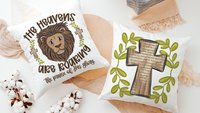 the heavens are roaring lion throw pillows for kids, John 3:16 Bible verse decorative pillows for couch, scripture nursery decor, Christian