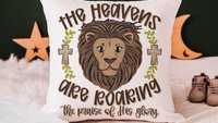 the Heavens are roaring lion throw pillows for couch unique Christian gifts for kids, religious nursery decor boy, baptism gift for grandson