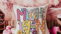 trendy Michigan throw pillows for couch colorful Michigan dorm decor for girls, real estate agent gifts, bright Michigan decor for office