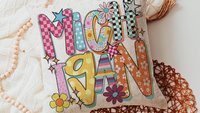 trendy Michigan throw pillows for couch colorful Michigan dorm decor for girls, real estate agent gifts, bright Michigan decor for office