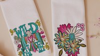 wild faith kitchen towels for gifts, boho floral hand towel for bathroom, southwestern kitchen decor, turquoise thunderbird gifts for women