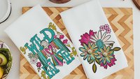 wild faith kitchen towels for gifts, boho floral hand towel for bathroom, southwestern kitchen decor, turquoise thunderbird gifts for women