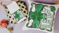 not lucky simply blessed shamrock cross throw pillows for couch, Christian St Patricks Day decorations, Irish gifts for her, St Pattys Day