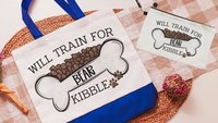 personalized will train for kibble tote bag for dog lover, dog training accessories, dog obedience utility article bag, dog mom zipper pouch