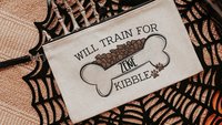 personalized will train for kibble tote bag for dog lover, dog training accessories, dog obedience utility article bag, dog mom zipper pouch