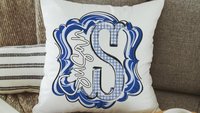 personalized initial pillow for little girls, name throw pillows for couch blue dorm decor for girls, teen girl gifts, best gifts for her