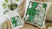 not lucky simply blessed shamrock cross throw pillows for couch, Christian St Patricks Day decorations, Irish gifts for her, St Pattys Day