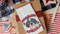 dog bless America beagle throw pillows for lake house, red white and blue patriotic dog decorations for home, 4th of July beagle gifts, cute