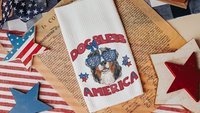 dog bless America 4th of July throw pillows for guest room, red white and blue patriotic dog gift for owner, Bernese mountain dog decor for